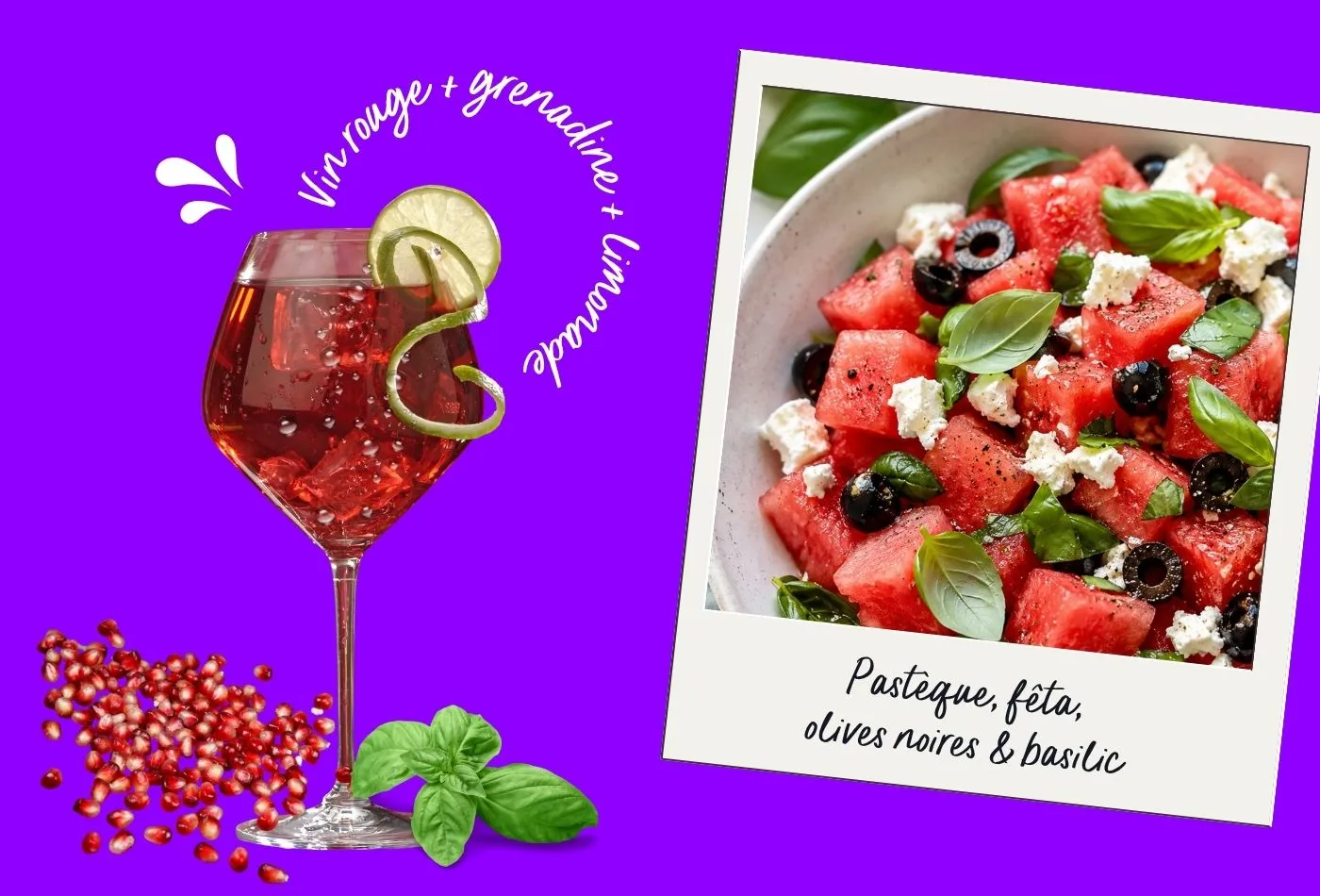Accords canicule : jacqueline rouge + salade de pastèque, fêta et olives