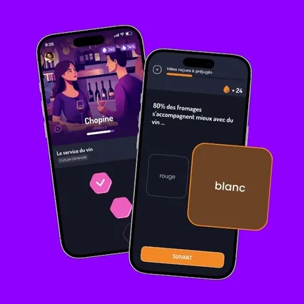 Écran de quiz Winology sur smartphone.